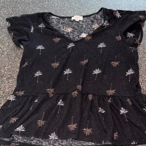 LOFT Black and Gray Patterned Top